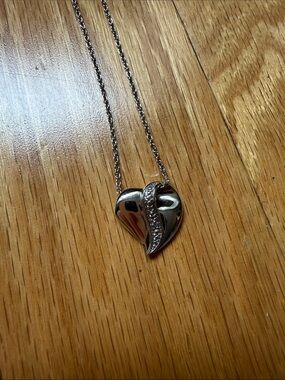 Granddaughter Silver Heart Pendant Necklace with Crystal Accent